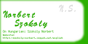 norbert szokoly business card